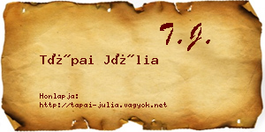 Tápai Júlia névjegykártya